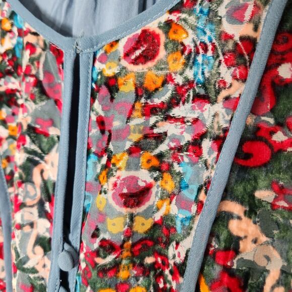 Anthropologie Abia Velvet Peasant Renaissance Festival Burnout Mini Dress - Picture 7 of 13